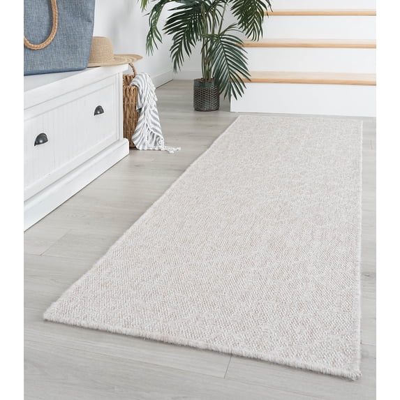2x11 Water Resistant, Indoor Outdoor Runner Rugs for Patios, Hallway, Entryway, Deck, Porch, Balcony or Kitchen | Outside Area Rug for Patio | Cream, Solid | Size: 2'3'' x 11'