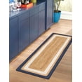 thumbnail image 1 of 2x12 Ft Beige and Navy Blue & White Jute Area Rug, Hand-Woven, Reversible, Farmhouse Boho Style, Durable & Pet-Friendly Rug for Living Room, Dining Room, and Bedroom, 1 of 5