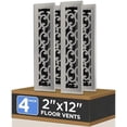 thumbnail image 1 of 2x12 Inches 4 Pack Heavy Duty Walkable Floor Register - Easy Adjust Air Supply Lever Decorative Floor Vent Covers, Savannah Design Vent Covers for Home - Satin Nickel, 1 of 7