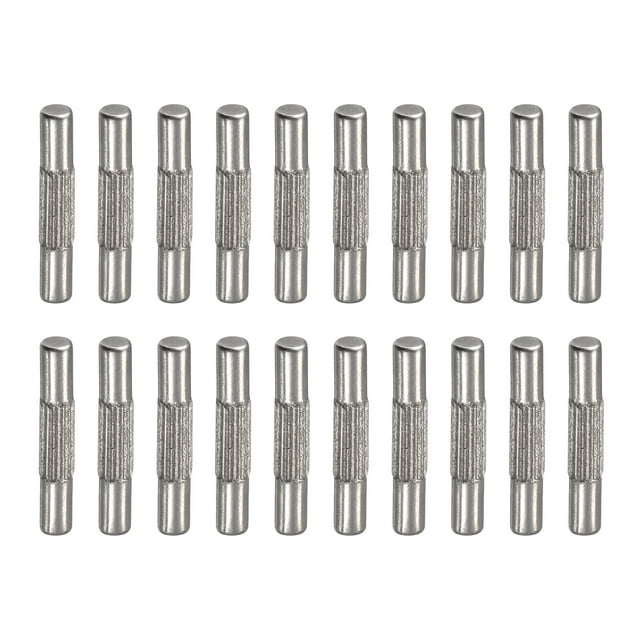 2x12mm 304 Stainless Steel Dowel Pins, 20 Pack Center Knurled Flat