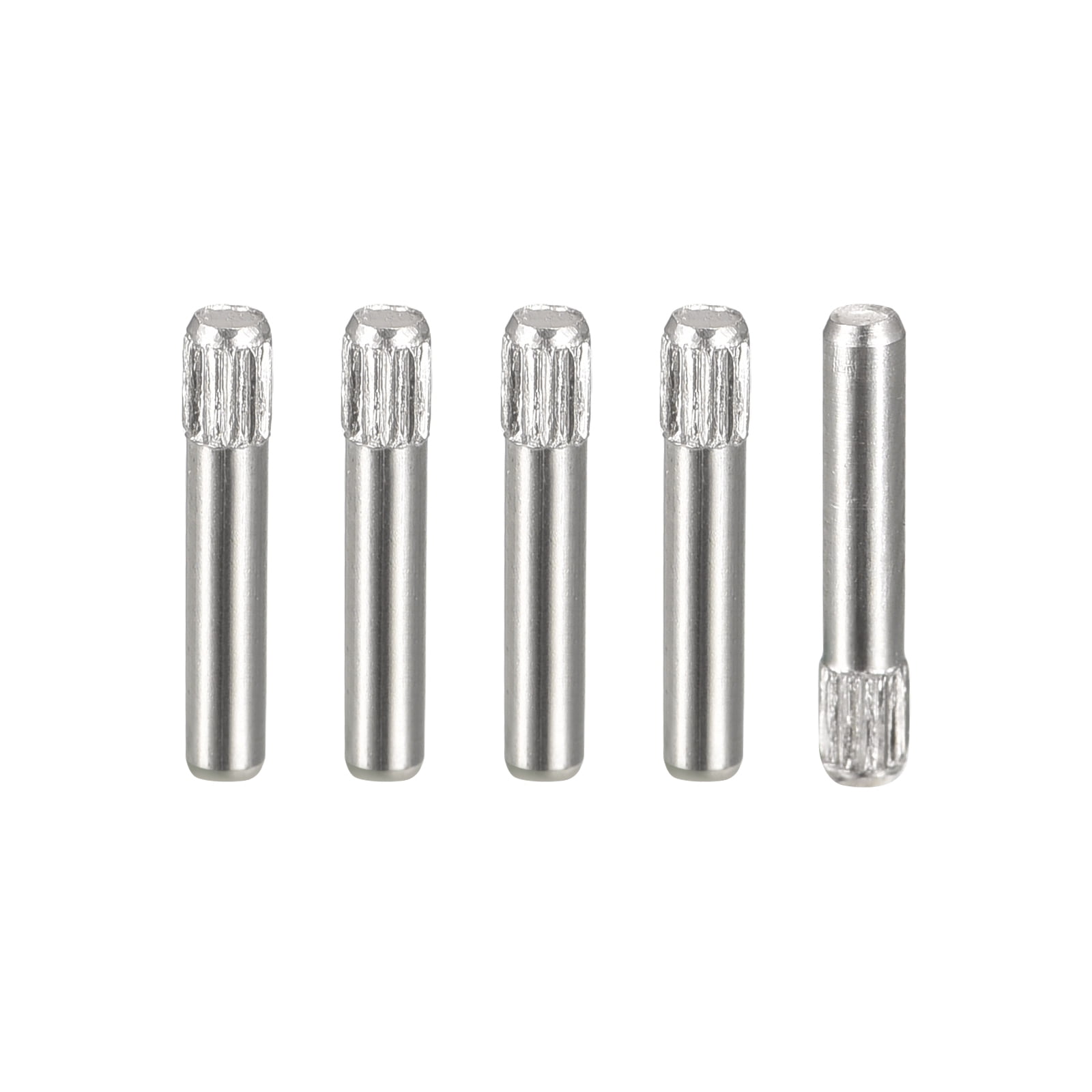 2x12mm 304 Stainless Steel Dowel Pins, 5 Pack Knurled Head Flat End Dowel Pin