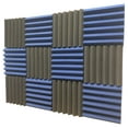 thumbnail image 1 of 2x12x12-12PK BLUE/CHARCOAL Acoustic Wedge Soundproofing Studio Foam Tiles Panels, 1 of 3