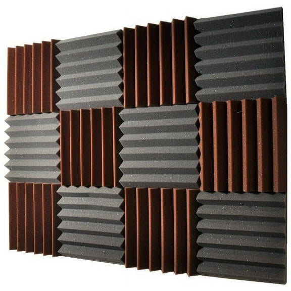 2x12x12-12PK BROWN/CHARCOAL Acoustic Wedge Soundproofing Studio Foam
