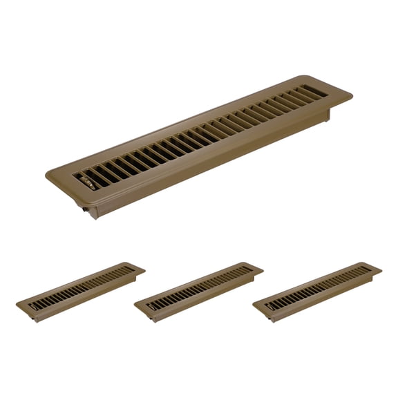 2x14 Inch Floor Vent Covers, Floor Registers Metal Walkable Air Vent Covers Easy Adjustable Air Supply Lever, Brown 4 Pcs