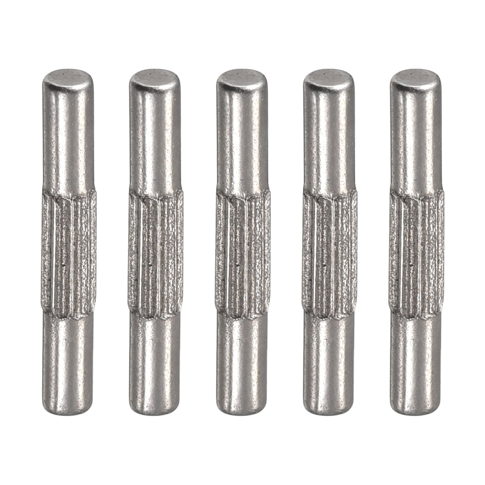 2x14mm 304 Stainless Steel Dowel Pins, 5 Pack Center Knurled Flat