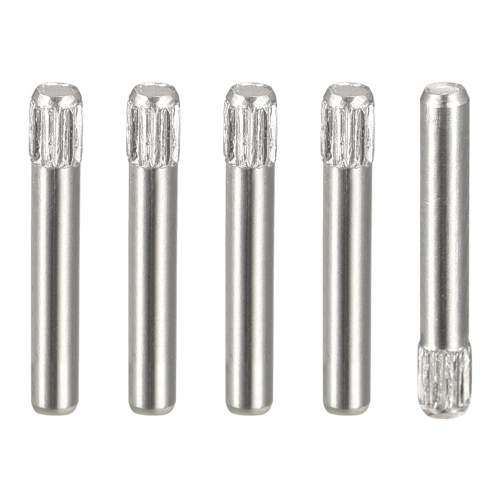 2x14mm 304 Stainless Steel Dowel Pins, 5 Pack Knurled Head Flat End Dowel Pin