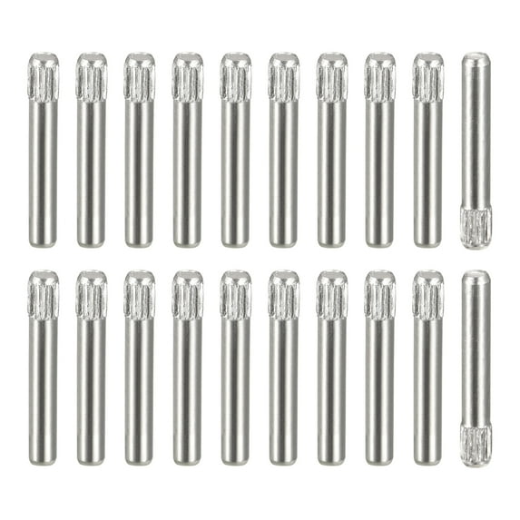 2x14mm 304 Stainless Steel Dowel Pins, 50 Pack Knurled Head Flat End Dowel Pin