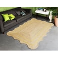 thumbnail image 1 of 2x15 Ft Yellow Border Jute Premium Scalloped Jute Rug – Handcrafted Natural Braided Carpet for Living Room, Bedroom, Entryway – Boho Home Decor, 1 of 5