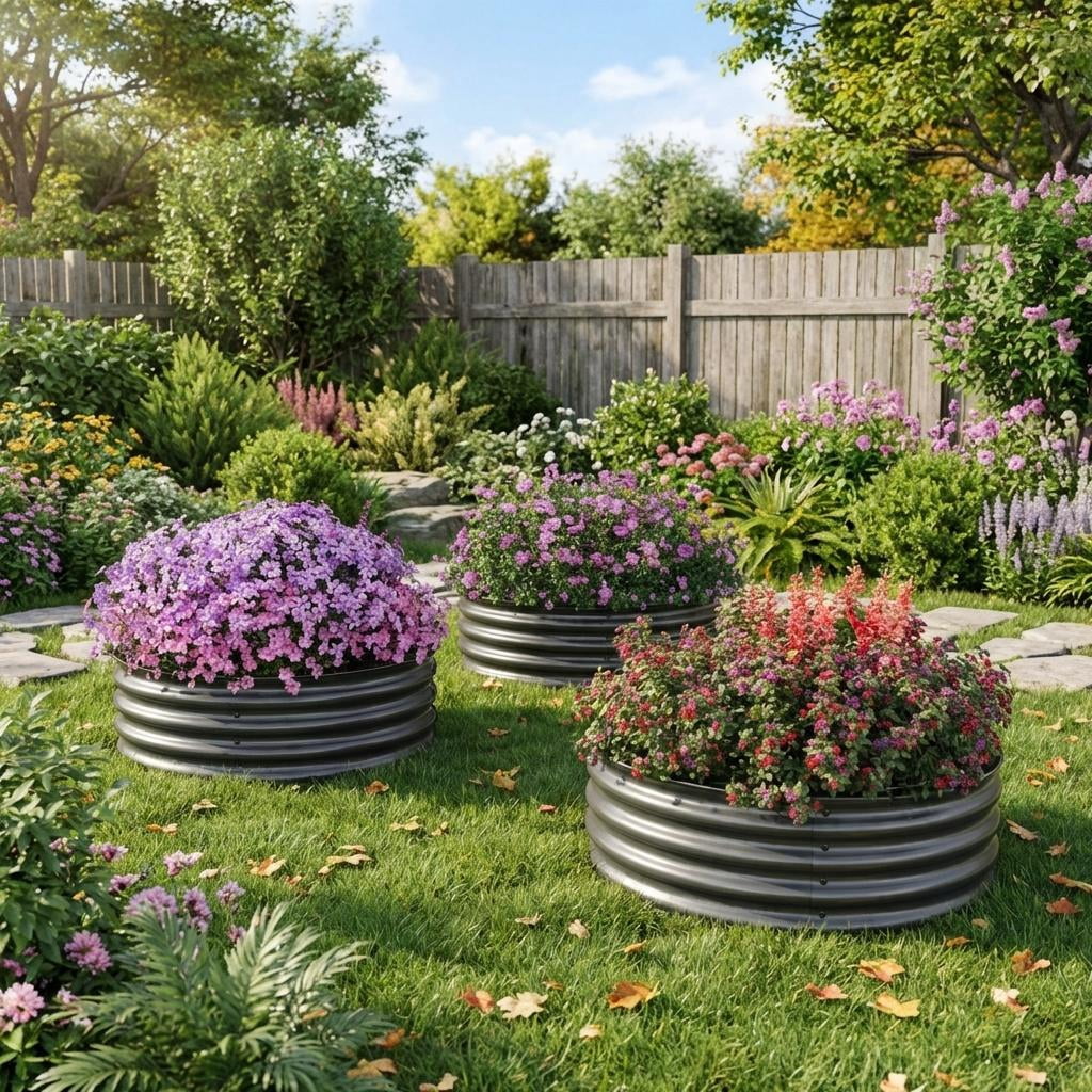 2x1FT Round Galvanized Raised Garden Bed, Rust & Corrosion Resistant Metal Box with Safe Edging for Outdoor Gardening, Black
