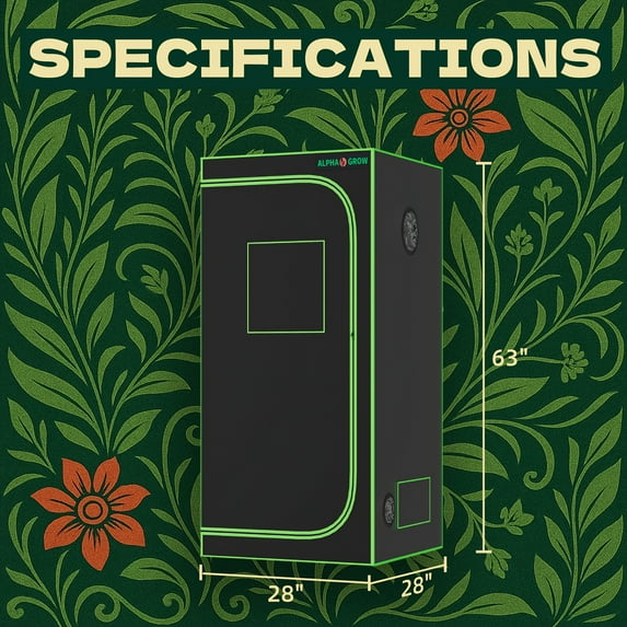 2x2/3x3/4x2/4x4ft Grow Tent - 98% Reflective 1680D Hydroponic Kit w/Leak-Proof Tray & Window, Indoor Greenhouse for Seedling to Flowering (Balcony/Closet