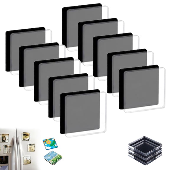2x2 Acrylic Photo Magnet, 2x2 Clear Acrylics Fridge Magnets, Clear Acrylic DIY Fridge Magnet Set with Adhesive Backing, Magnetic Photo Frames for Refrigerator, Classroom & Office