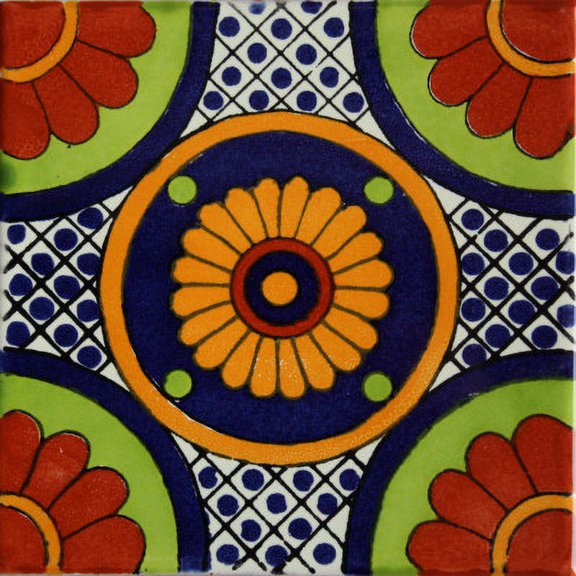 2x2 Bacanora Talavera Mexican Tile, Set of 36 pcs