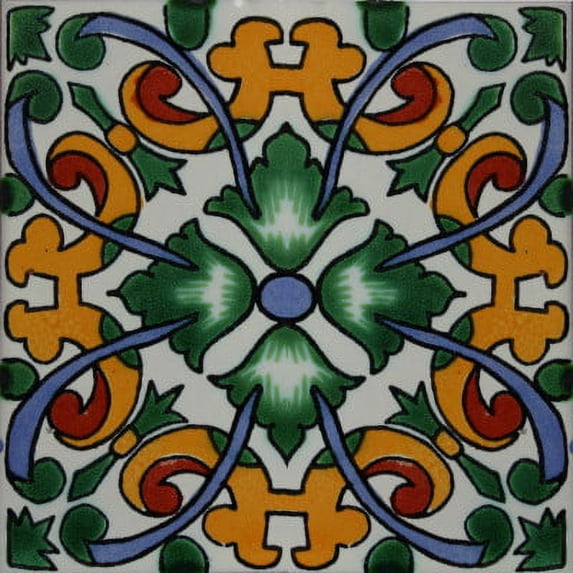 2x2 Becedas Talavera Mexican Tile, Set of 36 pcs