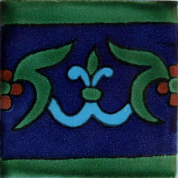 2x2 Blue Liz Flower Talavera Mexican Tile, Set of 36 pcs