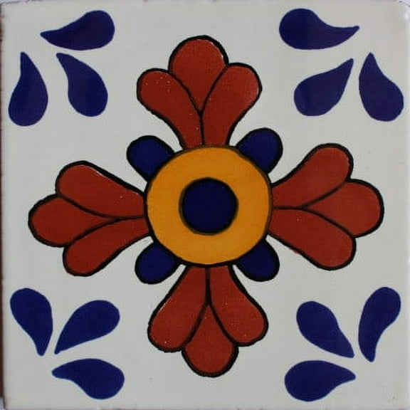 2x2 Blue Seville Talavera Mexican Tile, Set of 36 pcs