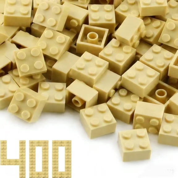 2x2 Bricks Tan 400 Pieces Parts Basic Building Creative Play Blocks Set Toy Accessories Compatible with 3003 Major Brick Brands