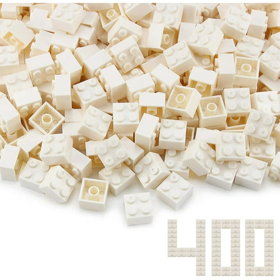 2x2 Bricks White 400 Pieces Parts Classic Building Creative Play Blocks Set Toy Compatible with 3003 Major Brick Brands