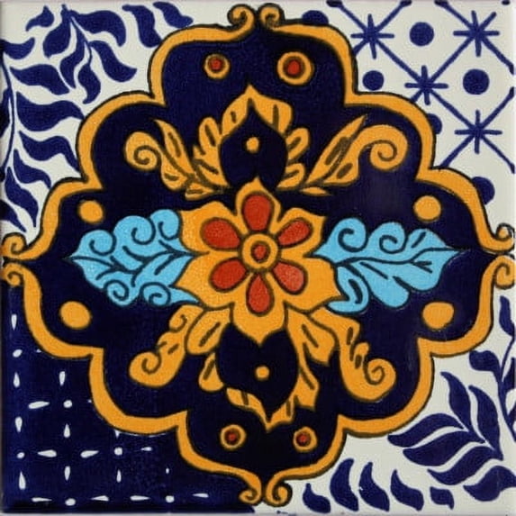 2x2 Cajeme Talavera Mexican Tile, Set of 36 pcs