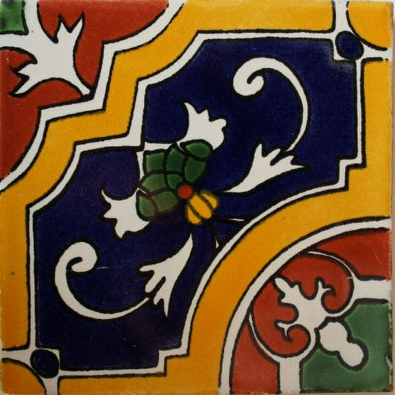 2x2 Castilla Talavera Mexican Tile, Set of 36 pcs