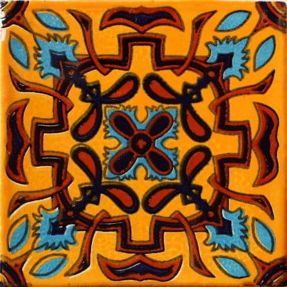 2x2 Comala Talavera Mexican Tile, Set of 36 pcs