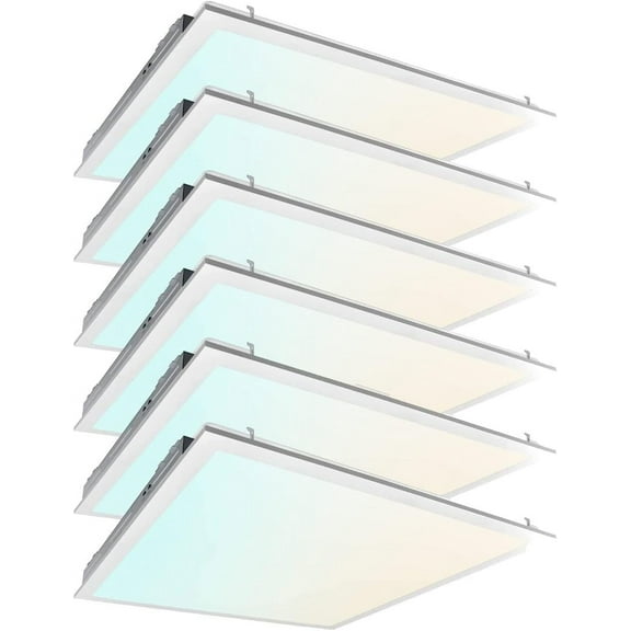 2x2 FT LED Light Flat Panel, 20/30/40W, CCT Selectable 30K | 35K | 40K | 50K | 65K, TRIAC Dimmable Recessed Drop Ceiling Lights, 2500/3750/5000 Lumens, Lay in Fixture, 120V, UL DLC(6 Pack)