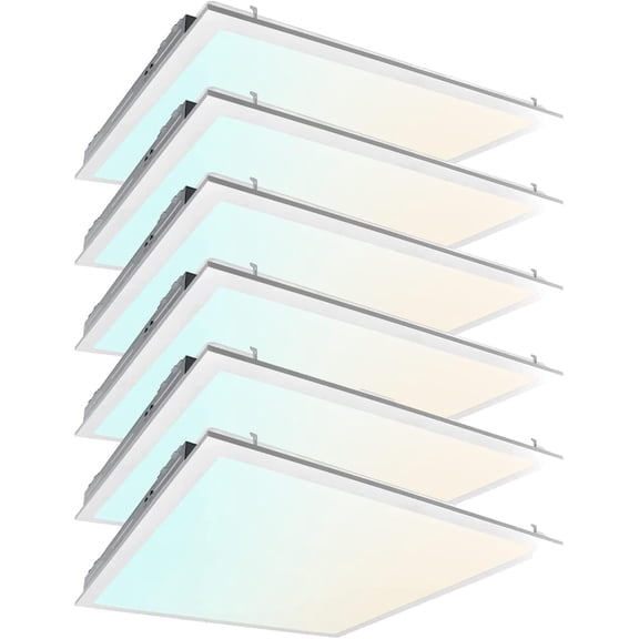 2x2 FT LED Light Flat Panel, 20/30/40W, CCT Selectable 30K | 35K | 40K | 50K | 65K, TRIAC Dimmable Recessed Drop Ceiling Lights, 2500/3750/5000 Lumens, Lay in Fixture, 120V, UL DLC(6 Pack)