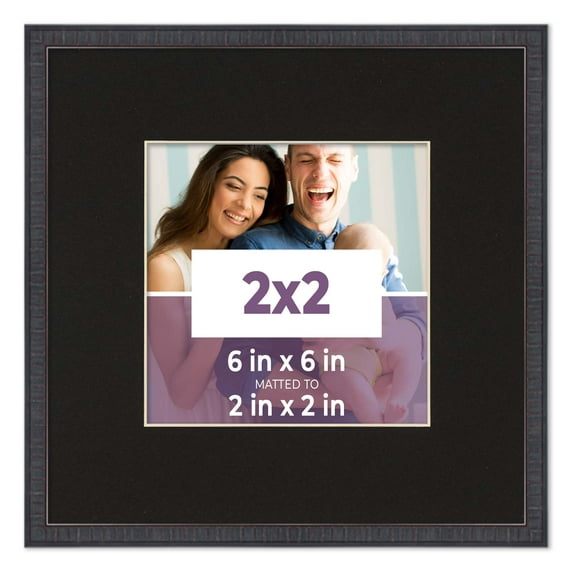 2x2 Frame Mahogany With Black Picture Mat For 2x2 Photo - Mahogany 6x6 Frame To Display Print or