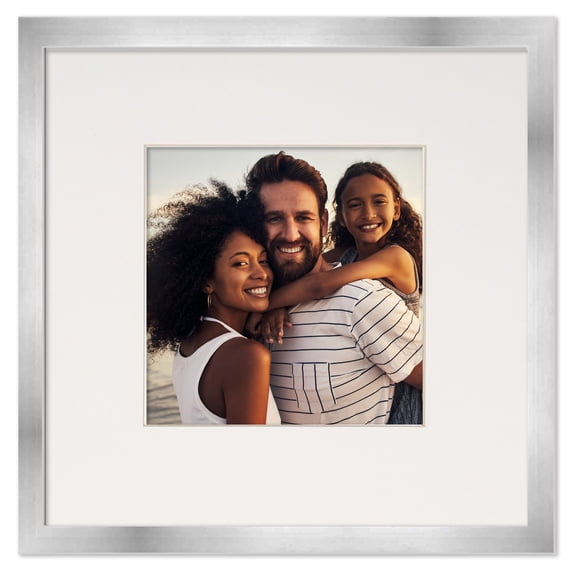 2x2 Frame with Mat - Silver 6x6 Frame Wood Made to Display Print or Poster Measuring 2 x 2 Inches