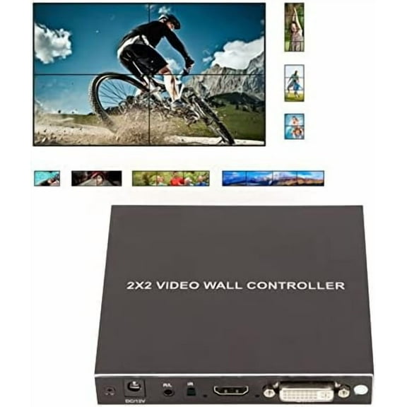 2x2 HDMI Video Wall Processor, Ultra HD 4 Channel DVI TV Wall Video Controller, 180 Rotating HDMI Splicing Display Processor with RS232 and IR Remote Control(US)$$Tools & Hardware Other