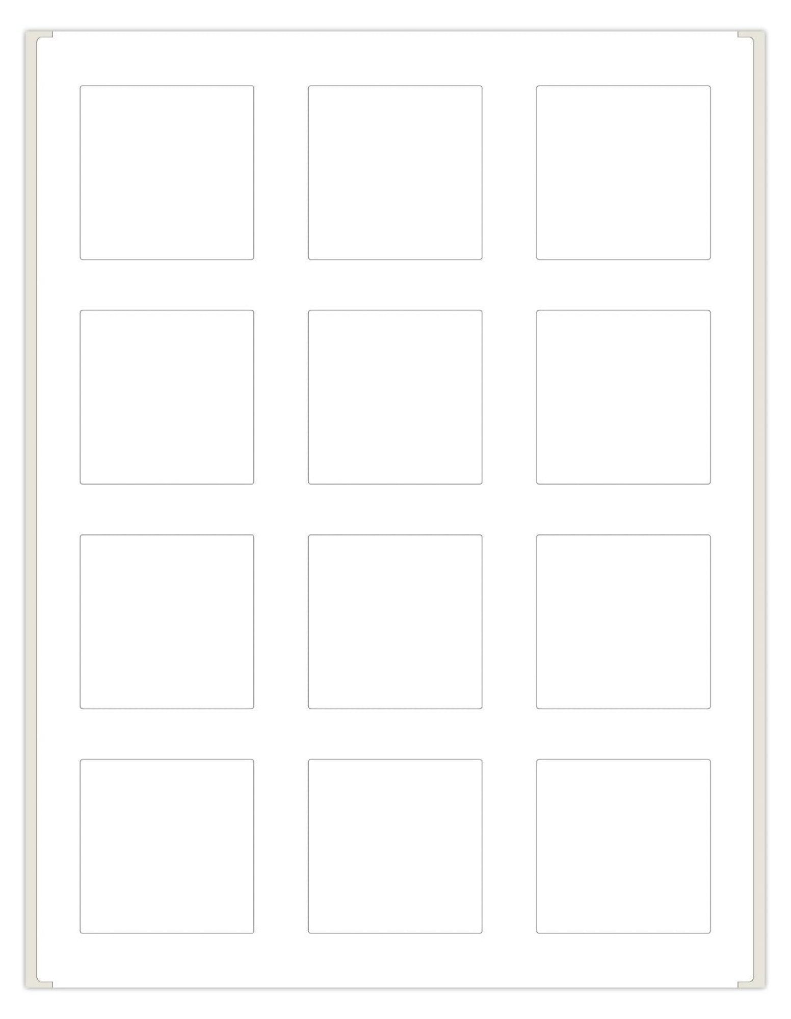 2x2 Inch Square Labels - 1200 Labels, White Matte Permanent Adhesive ...