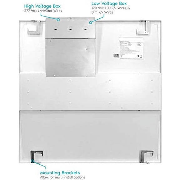 2x2 LED Troffer Center Basket Panel, Color Tunable 3000K/4000K/5000K, Watt Adjustable 20W/30W/40W-Up to 5000 Lumens, 0-10V Dimmable, 100-277V-ETL&DLC Qualified, 4-Pack