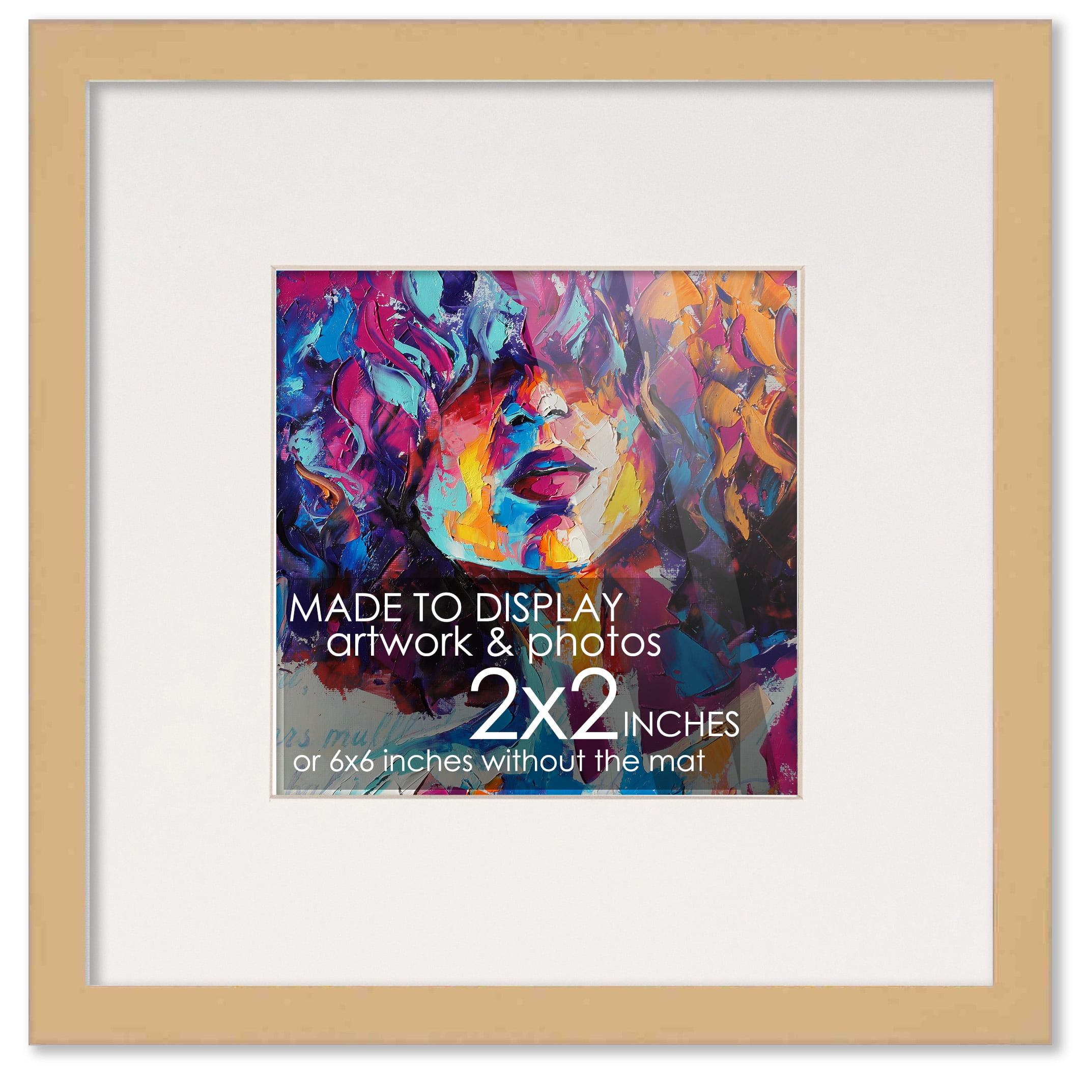 20x20 Frame White with White Picture Mat for 20x20 Print - or 22X22 Art Without The Photo Mat - Display Your 20x20, Size: 20 x 20