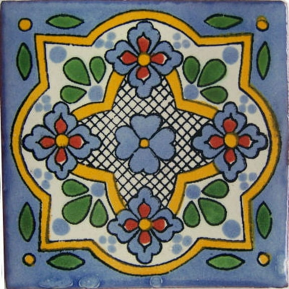 2x2 Sky Talavera Mexican Tile, Set of 36 pcs