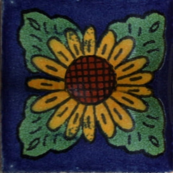 2x2 Sunflower Talavera Mexican Tile, Set of 36 pcs