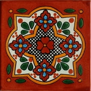 2x2 Tepupa Talavera Mexican Tile, Set of 36 pcs