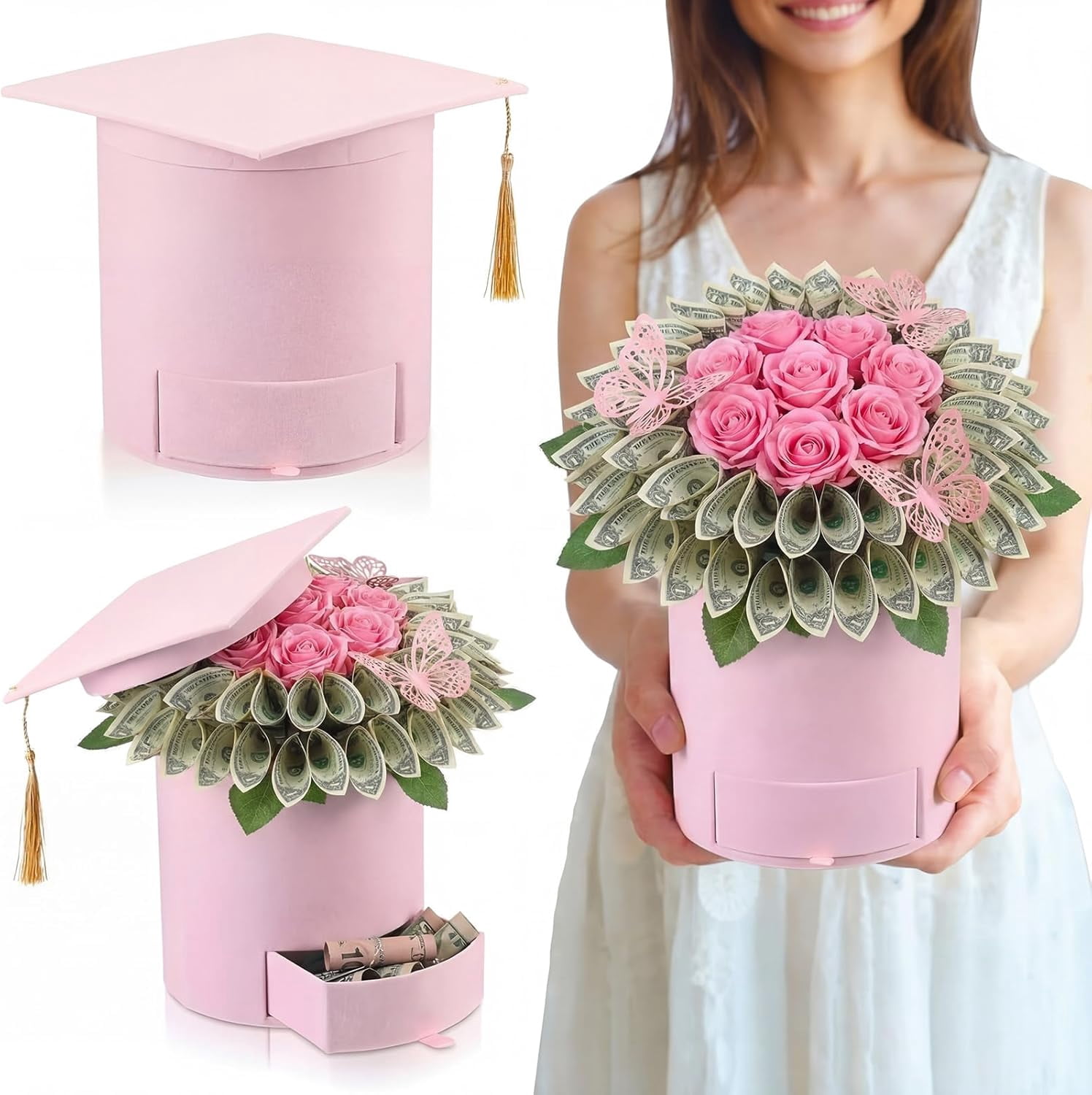 2x2026 graduation cap candy boxes, 2026 graduation cap floral gift ...