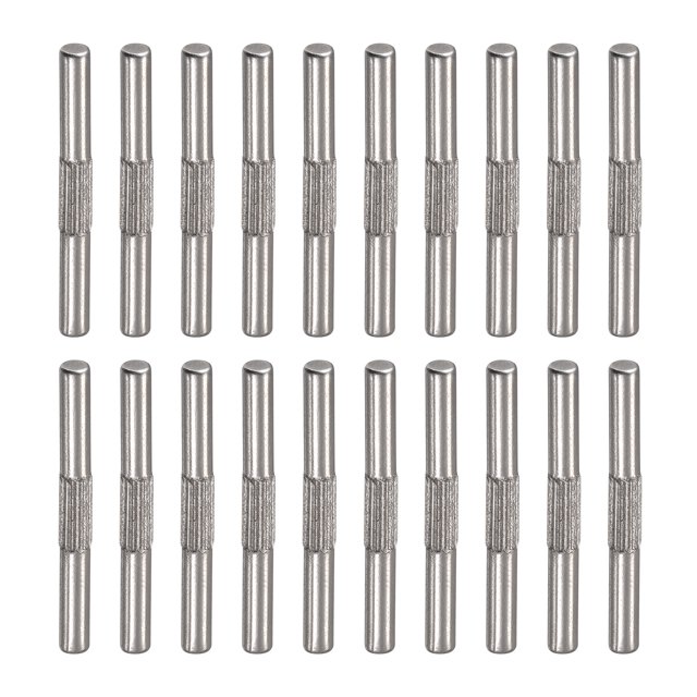 2x20mm 304 Stainless Steel Dowel Pins, 20 Pack Center Knurled Flat Chamfered End Pin