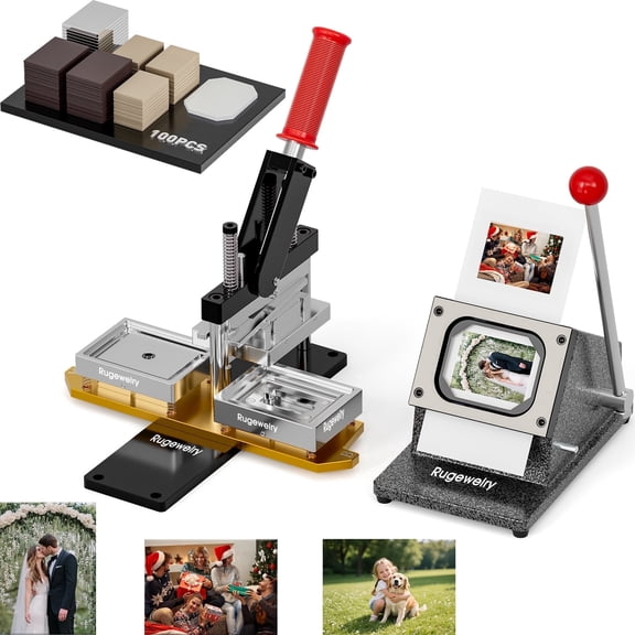 2x3inch Magnet Maker Machine Kit, DIY Photo Fridge Magnet Making, 2-in-1 Press Machine+1 Cutter+Free Photo Template+100 Sets Supplies