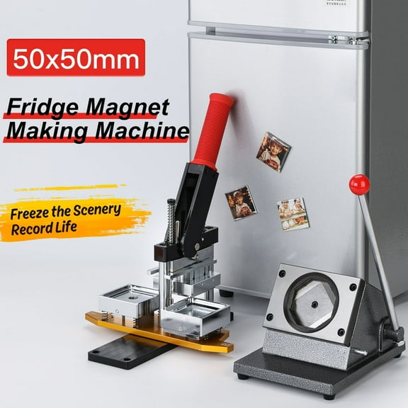2x2inch Magnet Maker Machine DIY Photo Magnet Making Machine, Press Machine+Paper Cutter+100sets Materials
