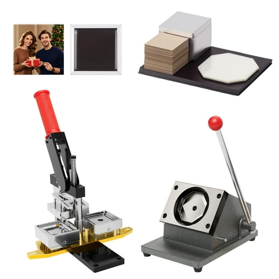 2x2inch Magnet Maker Machine DIY Photo Magnet Making Machine, Press Machine+Paper Cutter+100sets Materials