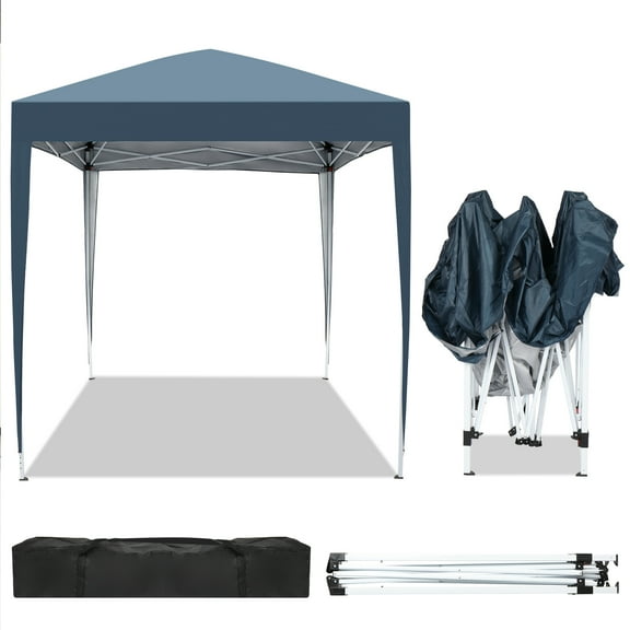 2x2m Blue Waterproof Pop-Up Tent - 210D Oxford Canopy with Steel Frame, Right-Angle Design for Camping