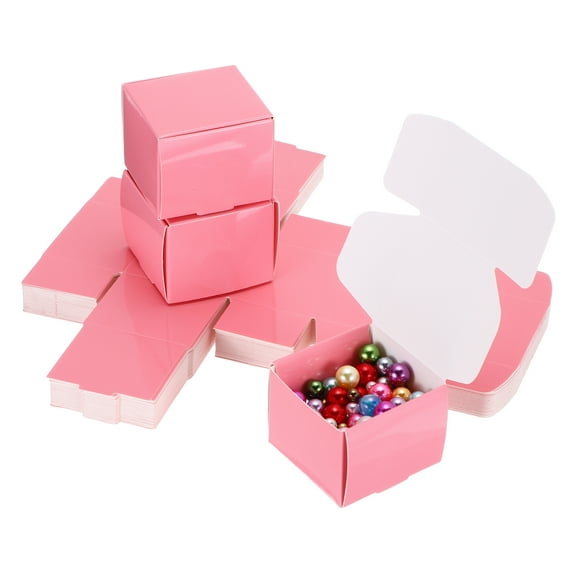 2x2x1.6" Small Gift Boxes Bulk with Lid, 40 Pack Mini Square Cardboard Paper Present Box for Jewelry, Candy, Pink