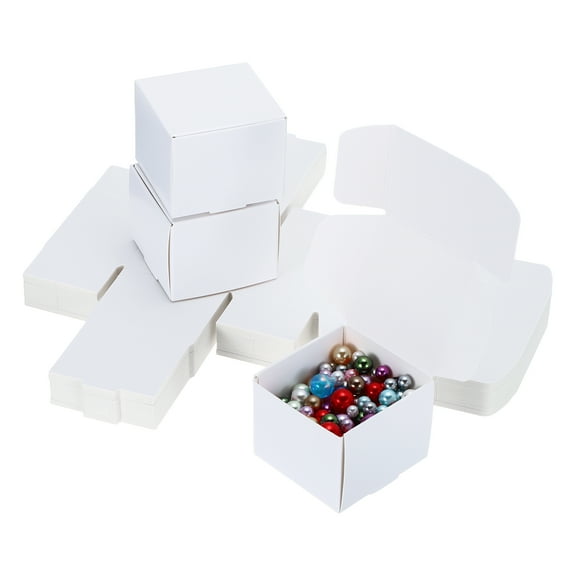 2x2x1.6" Small Gift Boxes Bulk with Lid, 40 Pack Mini Square Cardboard Paper Present Box for Jewelry, Candy, White