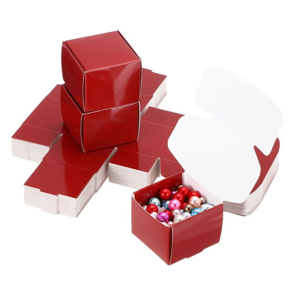 2x2x1.6" Small Gift Boxes Bulk with Lid, 50 Pack Mini Square Cardboard Paper Present Box for Jewelry, Candy, Red