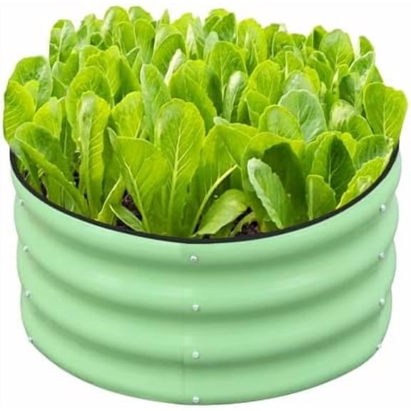 2x2x1ft Round Galvanized Raised Garden Bed Kit Outdoor, Metal Planter Box for Planting Plants Vegetables, Green