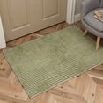 thumbnail image 1 of 2x3 Area Rug Machine Washable Low Pile Indoor Rug with Non Slip Backing, for Entryway, Entrance, Front Door and Bathroom, Geometric Stripe Pattern, Sage Beige, 1 of 5