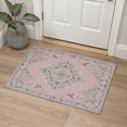 thumbnail image 1 of 2x3 Area Rug Machine Washable Non Slip Low Pile Indoor Rug for Entryway, Entrance, Front Door, Bathroom, Floral Bird Print Pattern, Dusty Blush, 1 of 5
