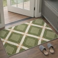 thumbnail image 1 of 2x3 Area Rug with Non Slip Backing, Low Pile Indoor Door Mat, Machine Washable Print Pattern Floor Mat for Entryway, Front Door, Bathroom and Kitchen, Diamond Lattice, Moss Green, 1 of 5