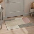 thumbnail image 1 of 2x3 Area Rug Non Slip Backing Low Pile, Machine Washable Light Weight Indoor Rug, Print Pattern Doormat for Front Door Entrance, Bathroom, Kitchen, Geometric Blocks, Soft Oatmeal, 1 of 5