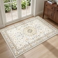thumbnail image 1 of 2x3 Area Rugs Living Room Rug: Washable Vintage Boho Rug No Slip Stain Resistant Soft Carpet Indoor Floor Floral Large Carpets for Bedroom Dining Room Farmhouse Nursery Hallway Home Office Beige, 1 of 15
